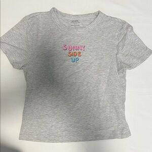 Gray Cropped T-Shirt with Colorful Print